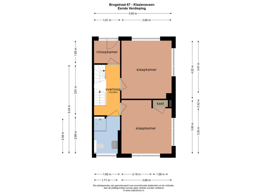 Bekijk plattegrond van EERSTE VERDIEPING van Brugstraat 67