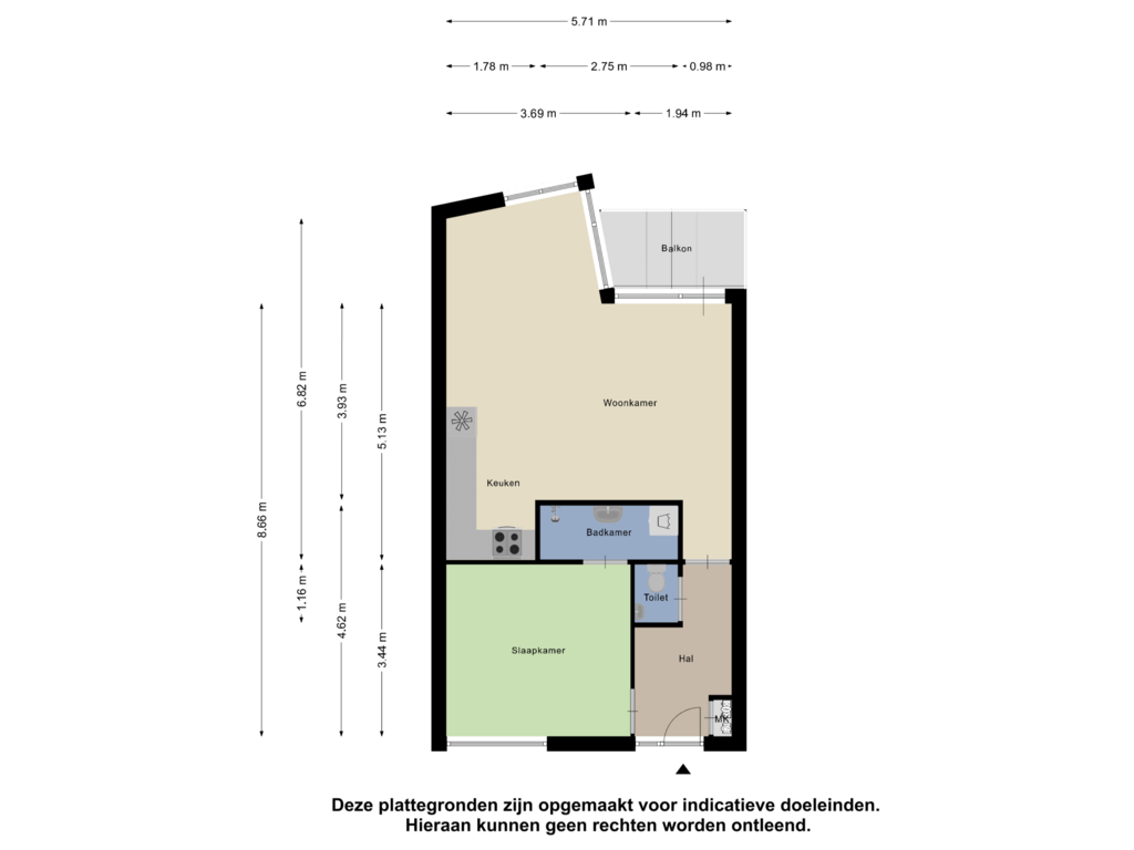 Bekijk plattegrond van Appartement van Wijckermolen 136