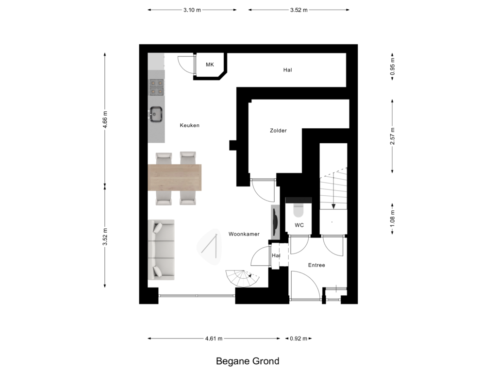 Bekijk plattegrond van Begane Grond van Calandstraat 7-A