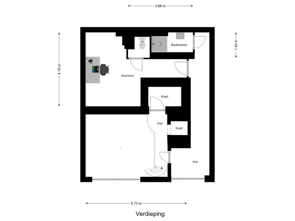 Bekijk plattegrond van Verdieping van Calandstraat 7-A