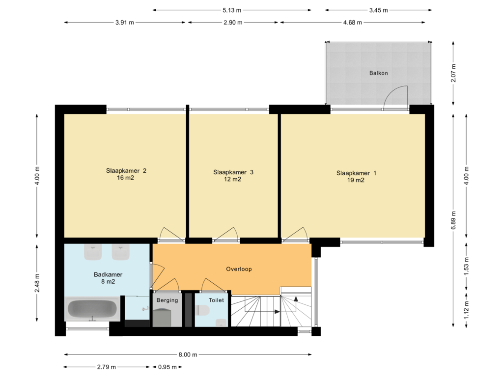 View floorplan of Eerste verdieping of Voerendaalstraat 94