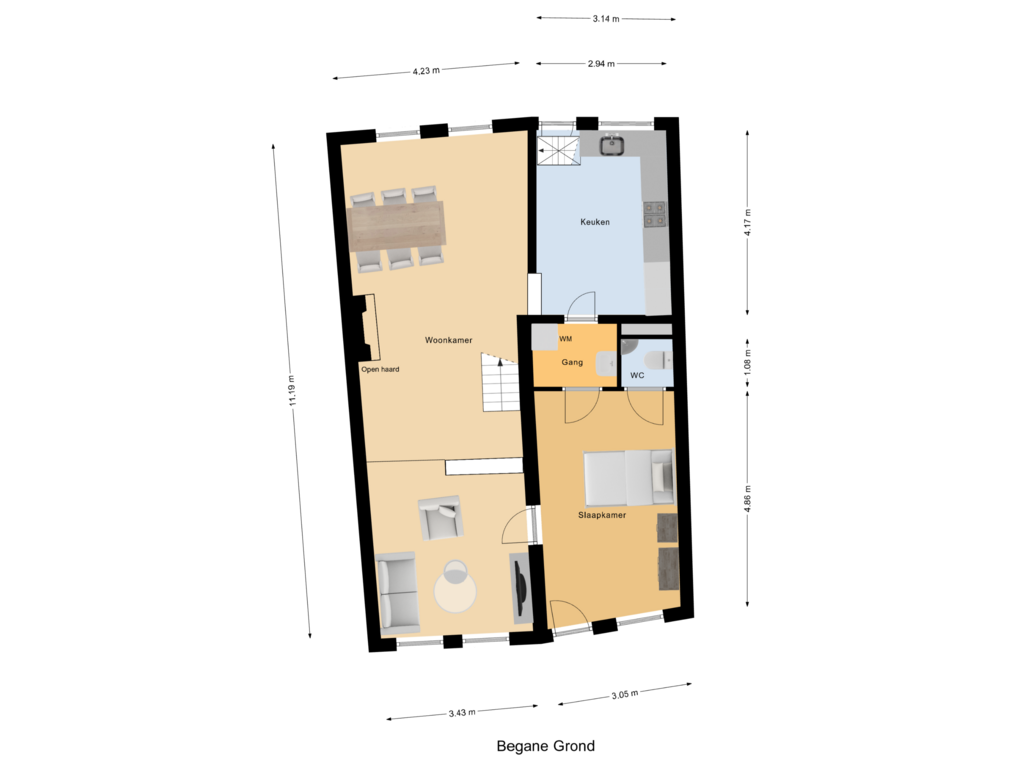 View floorplan of Begane Grond of Walstraat 91