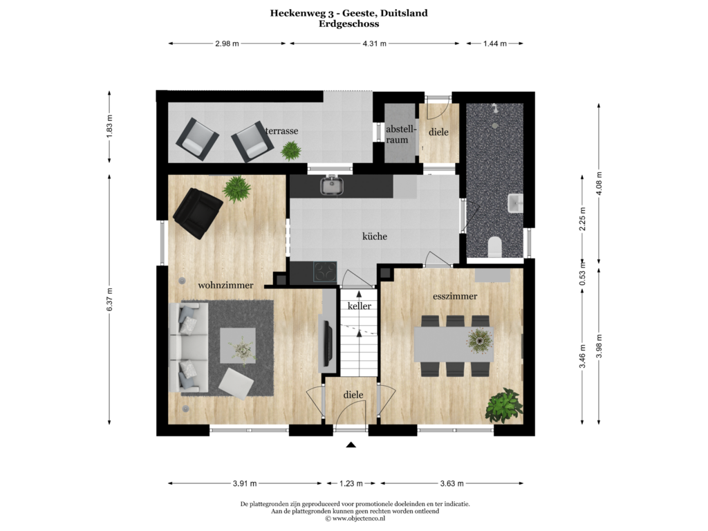 Bekijk plattegrond van Erdgeschoss van Heckenweg 3