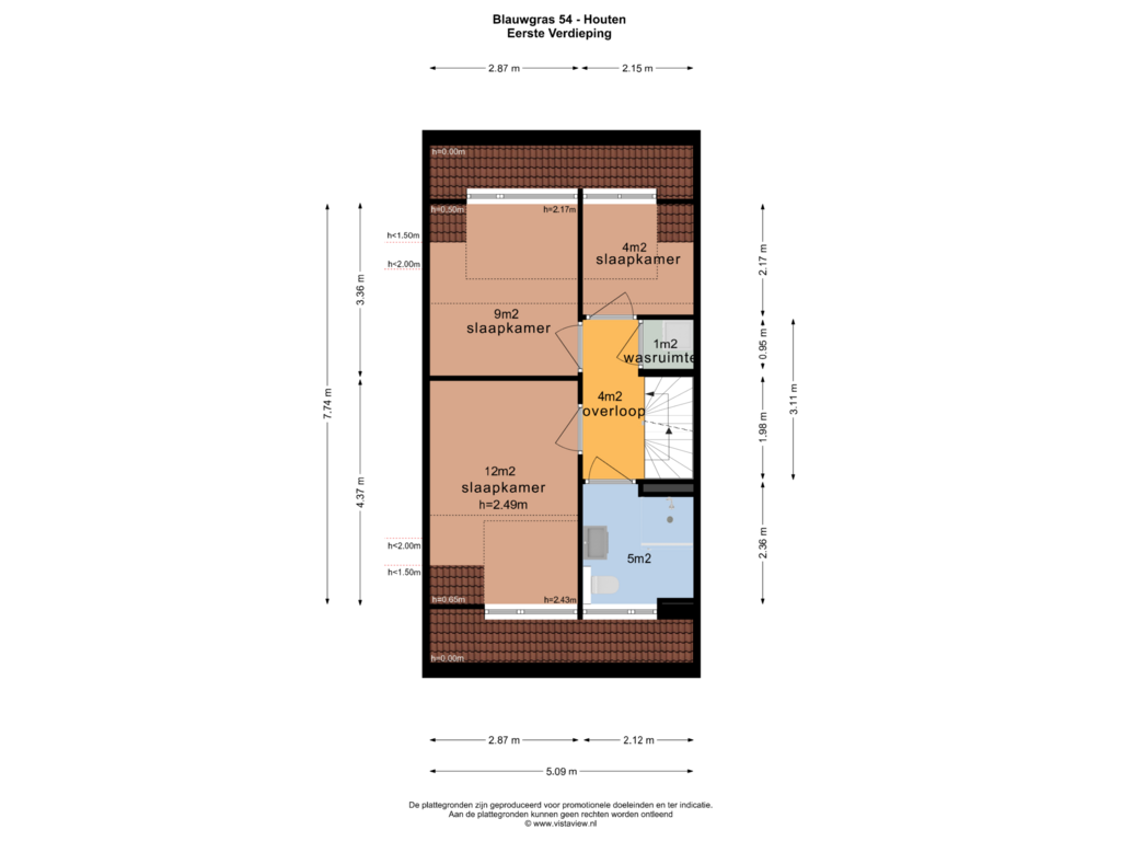 Bekijk plattegrond van EERSTE VERDIEPING van Blauwgras 54