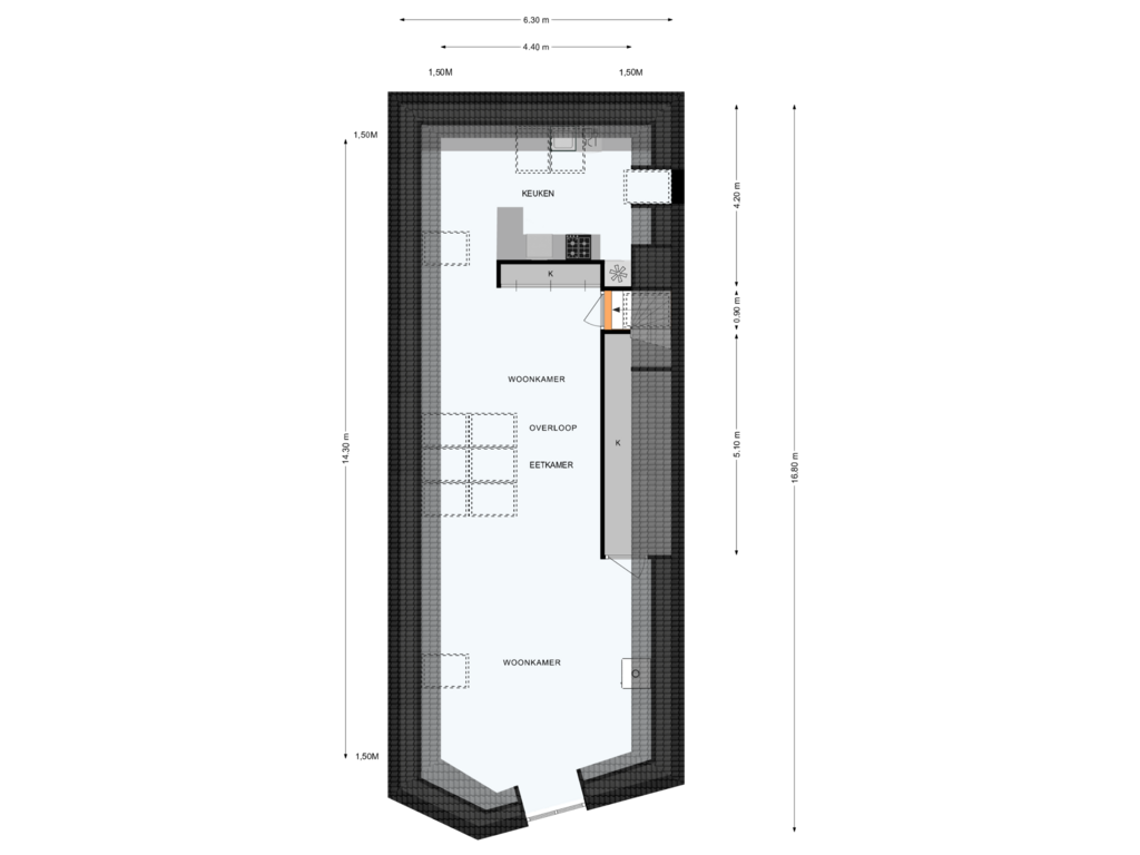 Bekijk plattegrond van 2e VERDIEPING van Graaf van Burenstraat 8