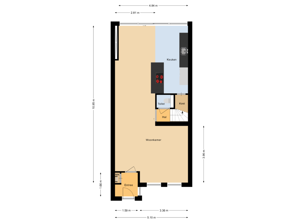 Bekijk plattegrond van Begane grond van L.O.-laan 7