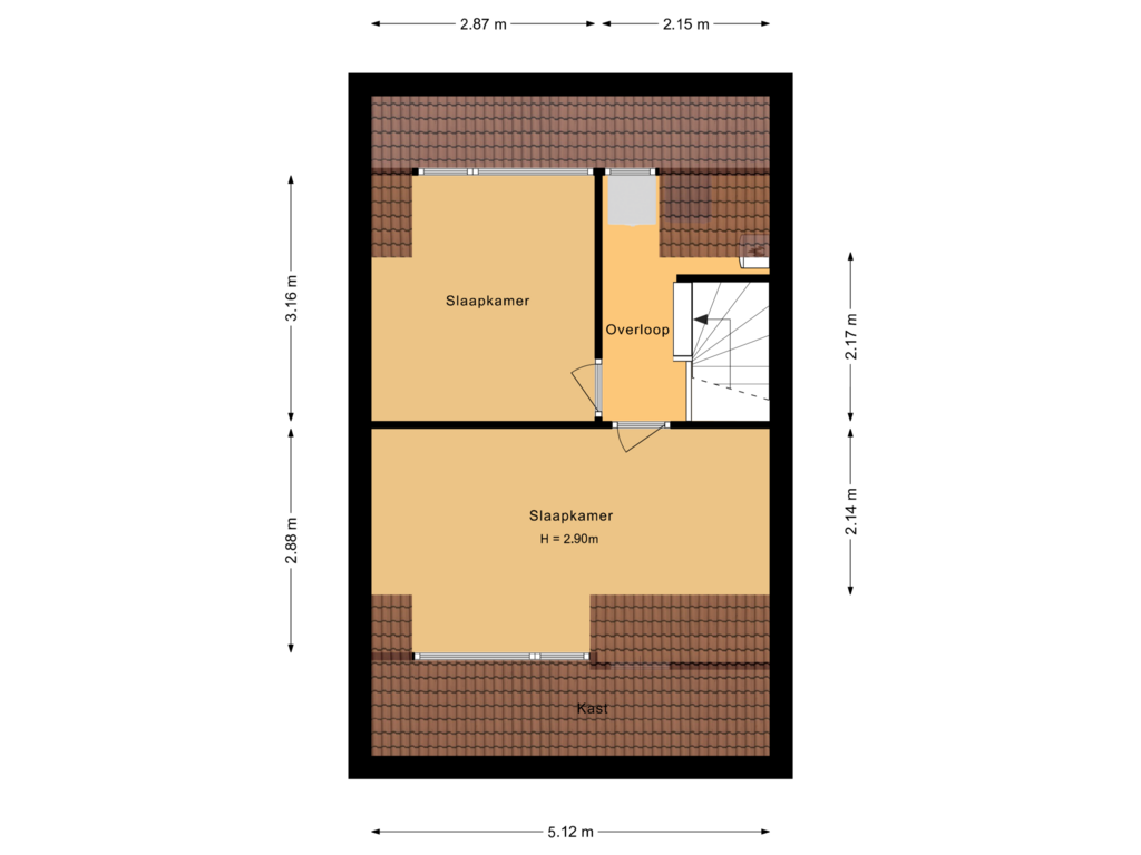 Bekijk plattegrond van Tweede verdieping van L.O.-laan 7