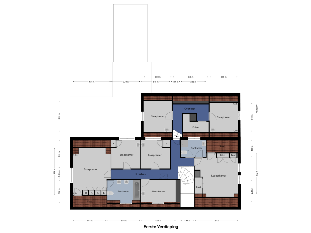 Bekijk plattegrond van Eerste Verdieping van Heuvel 90