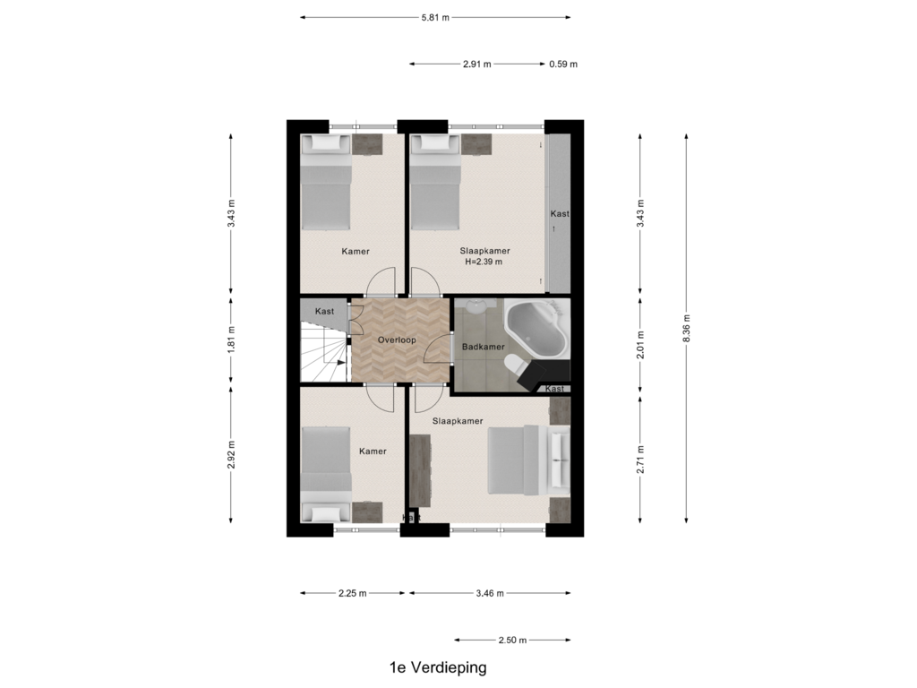 Bekijk plattegrond van 1e Verdieping van Bijster 101