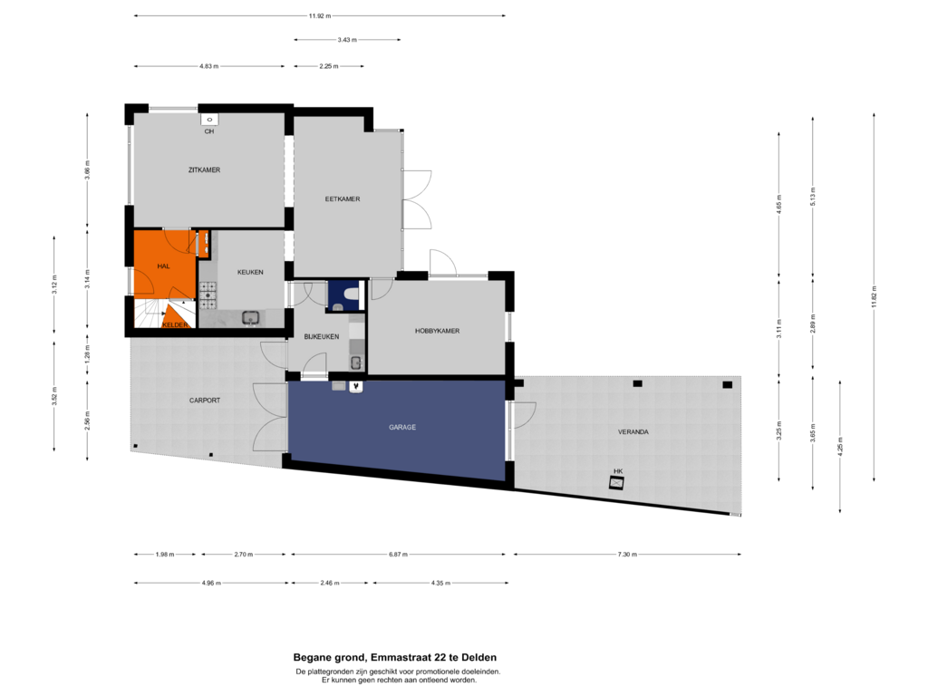 View floorplan of bg of Emmastraat 22