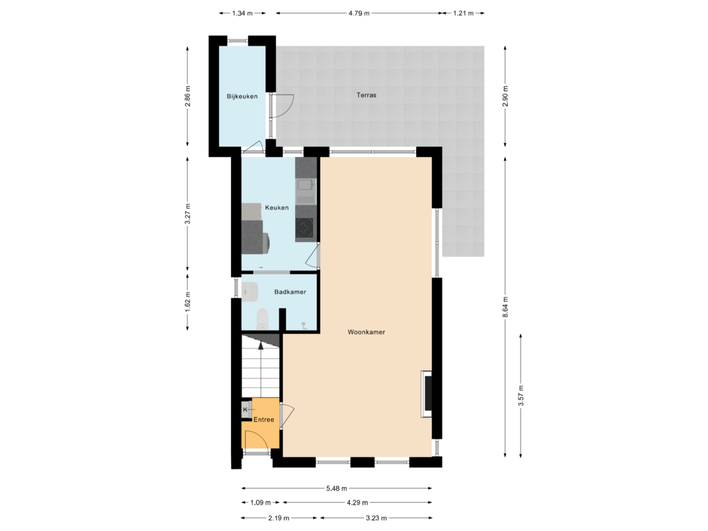 Bekijk plattegrond van Begane grond van Nieuwlandsedijk 9