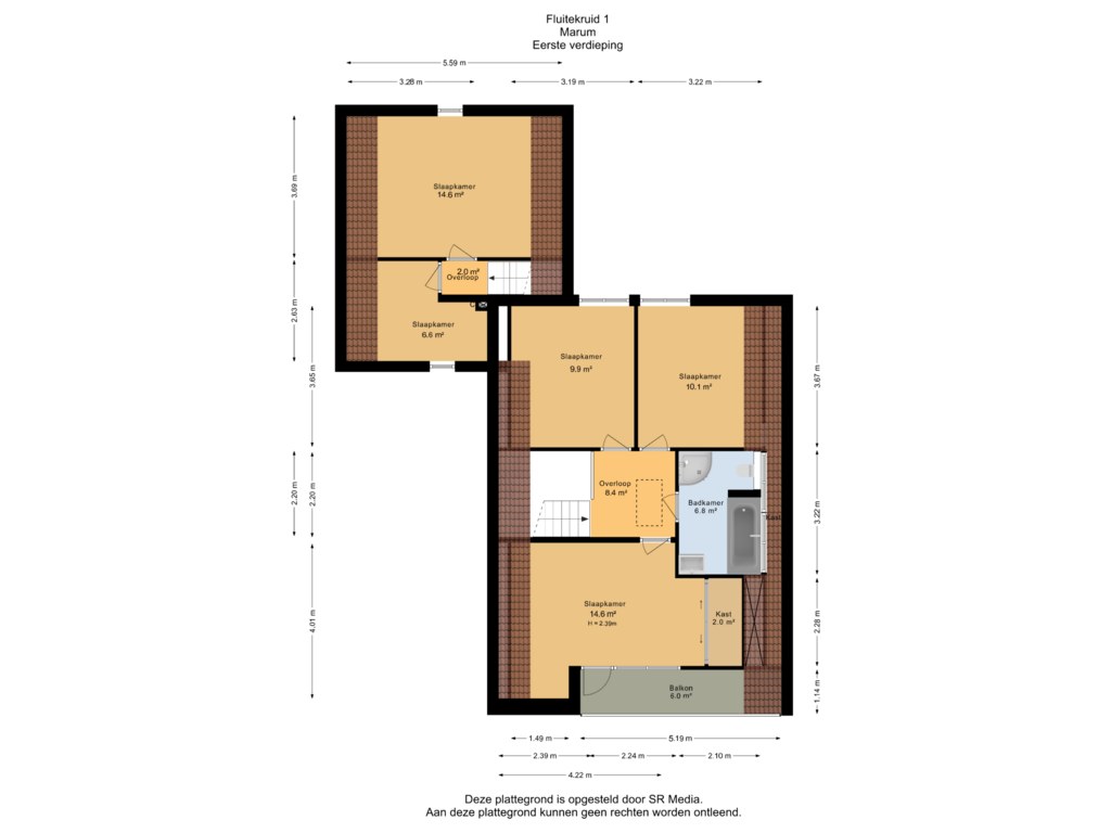 Bekijk plattegrond van Eerste verdieping van Fluitekruid 1