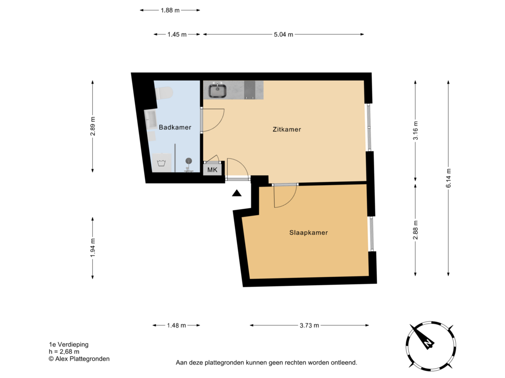 Bekijk plattegrond van 1e Verdieping van Achterom 1-D