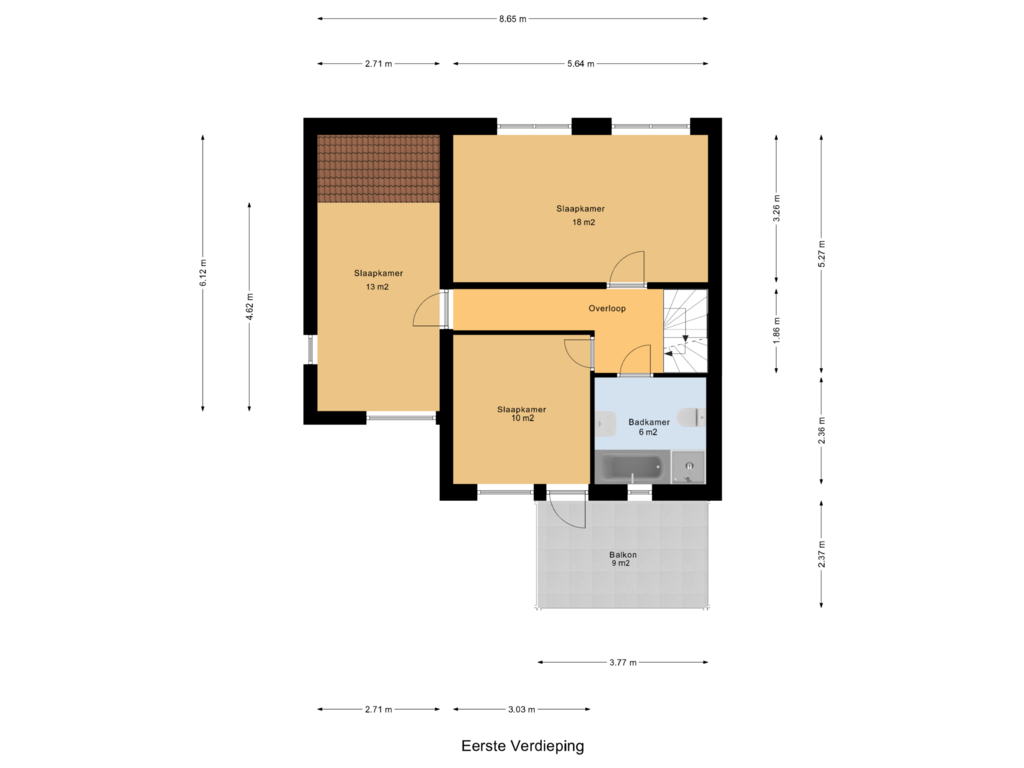 View floorplan of Eerste Verdieping of Anna van Hensbeeksingel 142