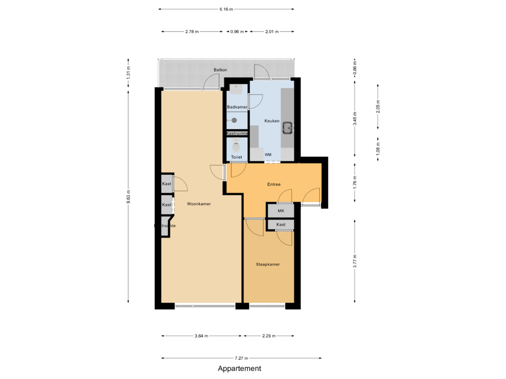 View floorplan of Appartement of Thorbeckestraat 30-2