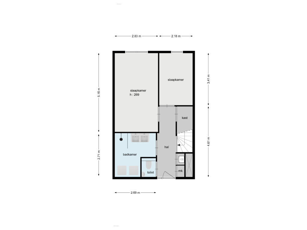 Bekijk plattegrond van 1e verdieping van Rozenlaan 2