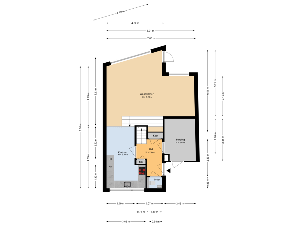 View floorplan of Begane grond of Gele Plomp 26