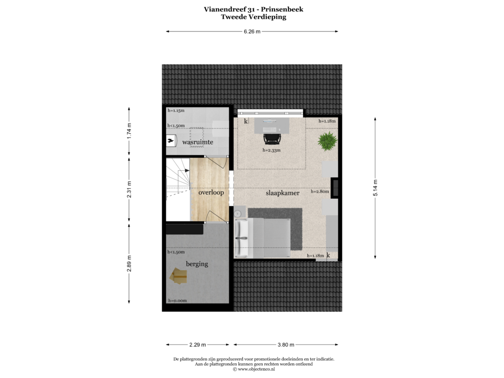 Bekijk plattegrond van Tweede Verdieping van Vianendreef 31