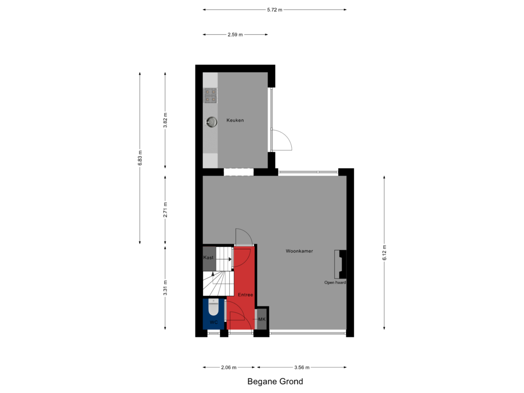 View floorplan of Begane Grond of Hennepstraat 53