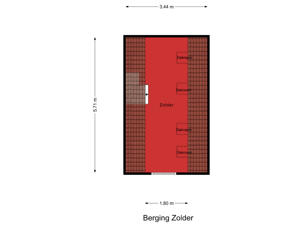 View floorplan of Berging Zolder of Hennepstraat 53