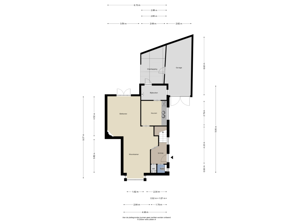 Bekijk plattegrond van Begane Grond van Kapellerlaan 1-A