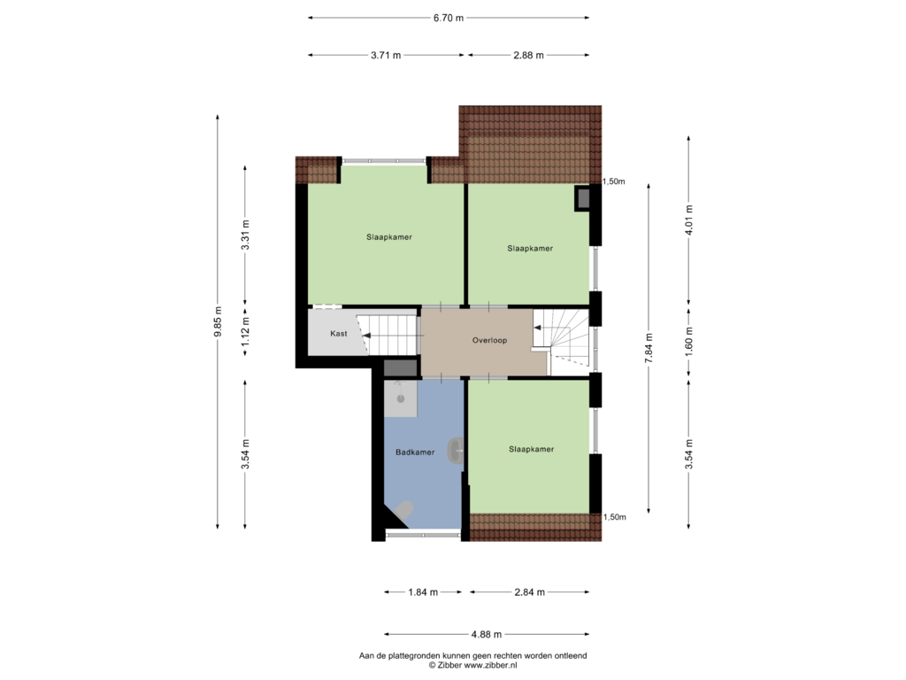 Bekijk plattegrond van Eerste Verdieping van Kapellerlaan 1-A