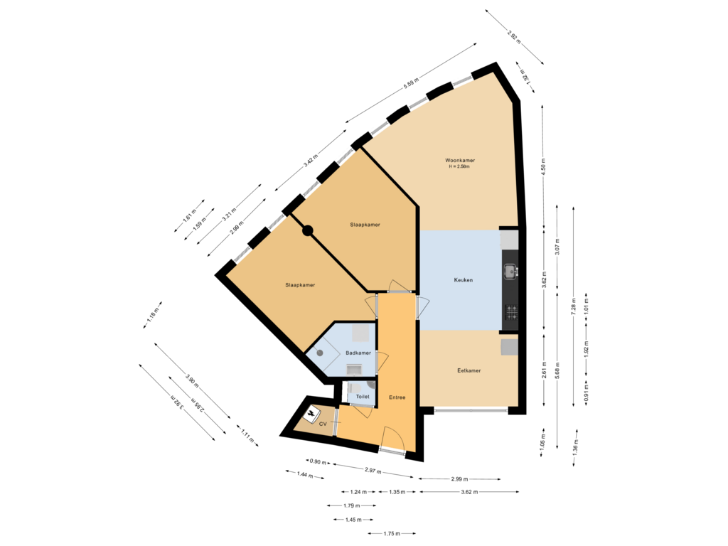 Bekijk plattegrond van Appartement van De Promesse 95