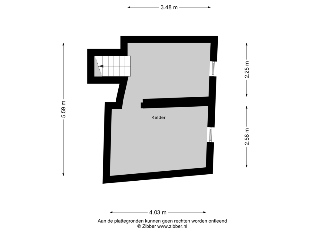 View floorplan of Kelder of Oude Koningstraat 8-B