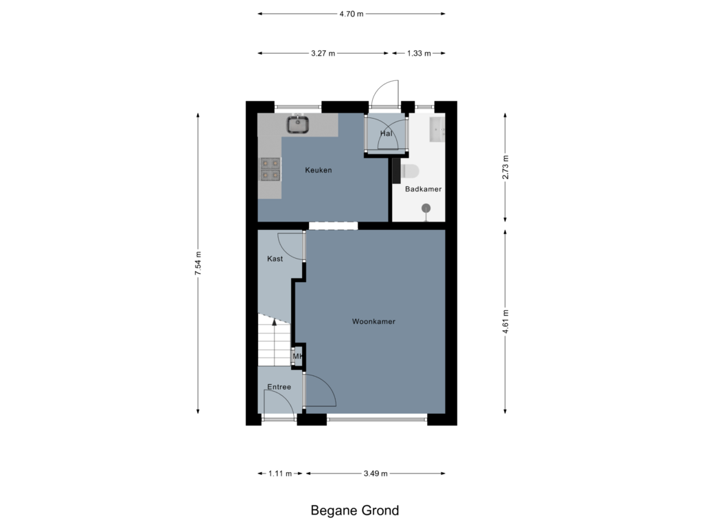 Bekijk plattegrond van Begane Grond van Reigersstraat 11