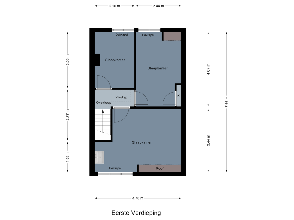 Bekijk plattegrond van Eerste Verdieping van Reigersstraat 11