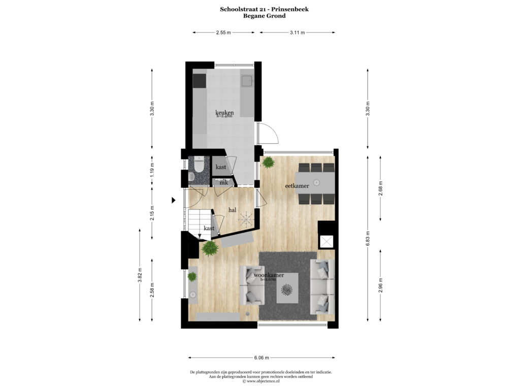 Bekijk plattegrond van BEGANE GROND van Schoolstraat 21