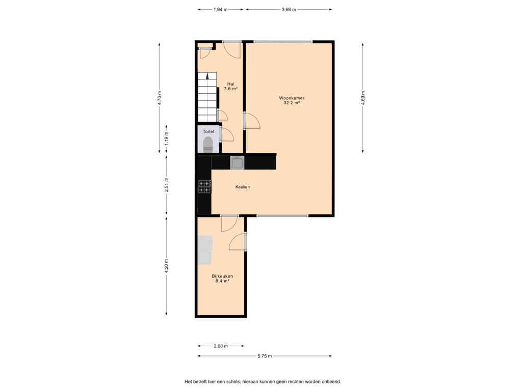 View floorplan of Begane grond of Dr. Oortwijn Botjeslaan 41