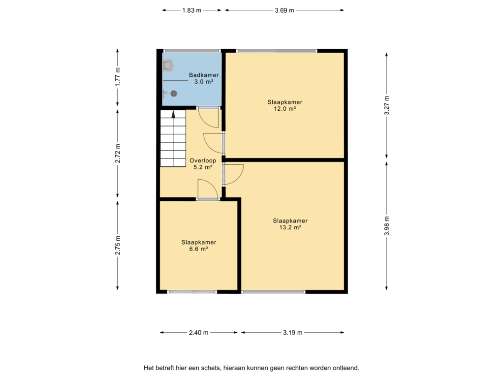 View floorplan of 1e verdieping of Dr. Oortwijn Botjeslaan 41