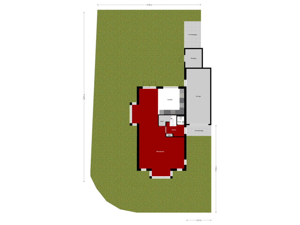 Bekijk plattegrond van Begane Grond Met Tuin van Vogelven 12