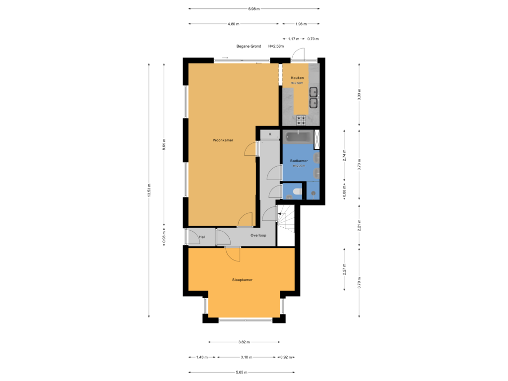 View floorplan of Begane Grond of Kruisbeklaan 33