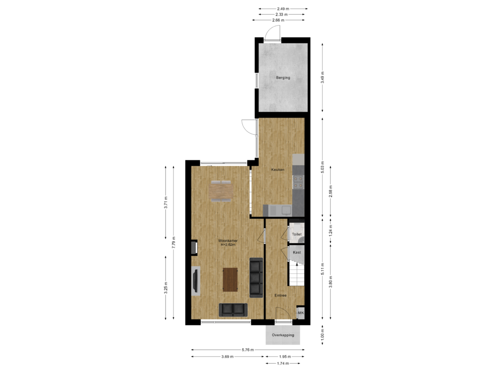 Bekijk plattegrond van Begane grond van Rozenstraat 3