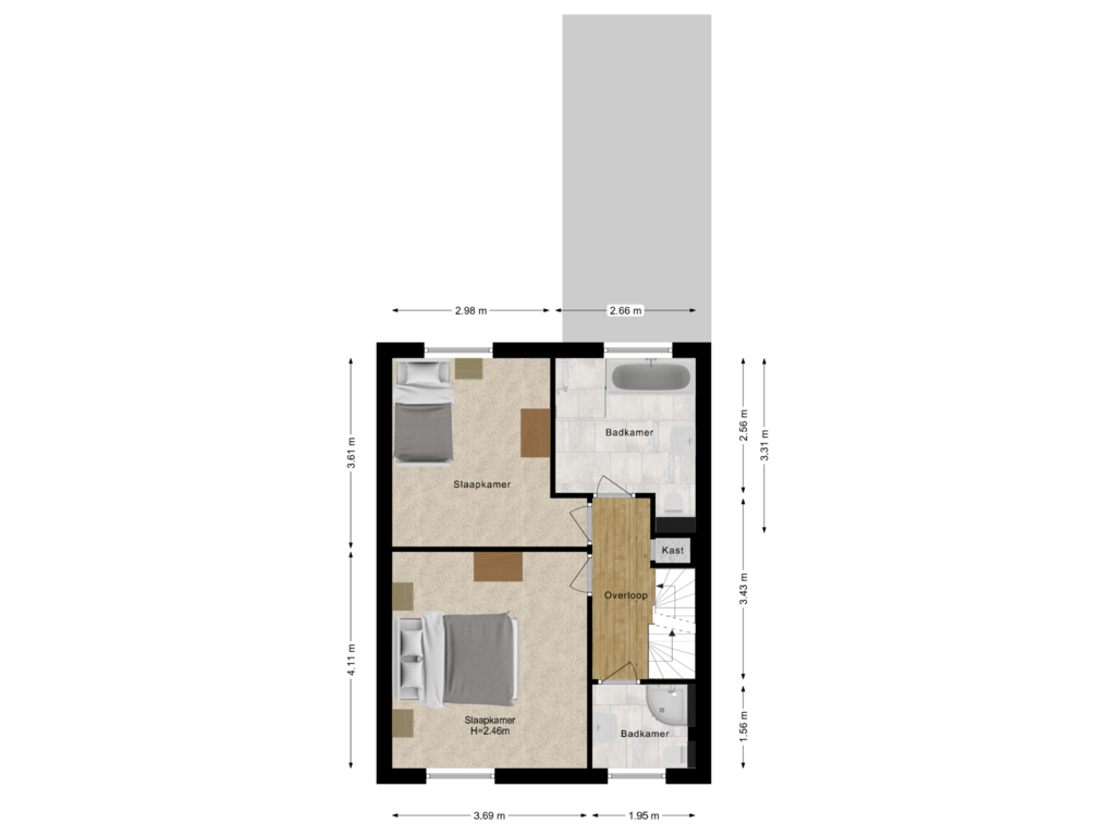 Bekijk plattegrond van Eerste verdieping van Rozenstraat 3