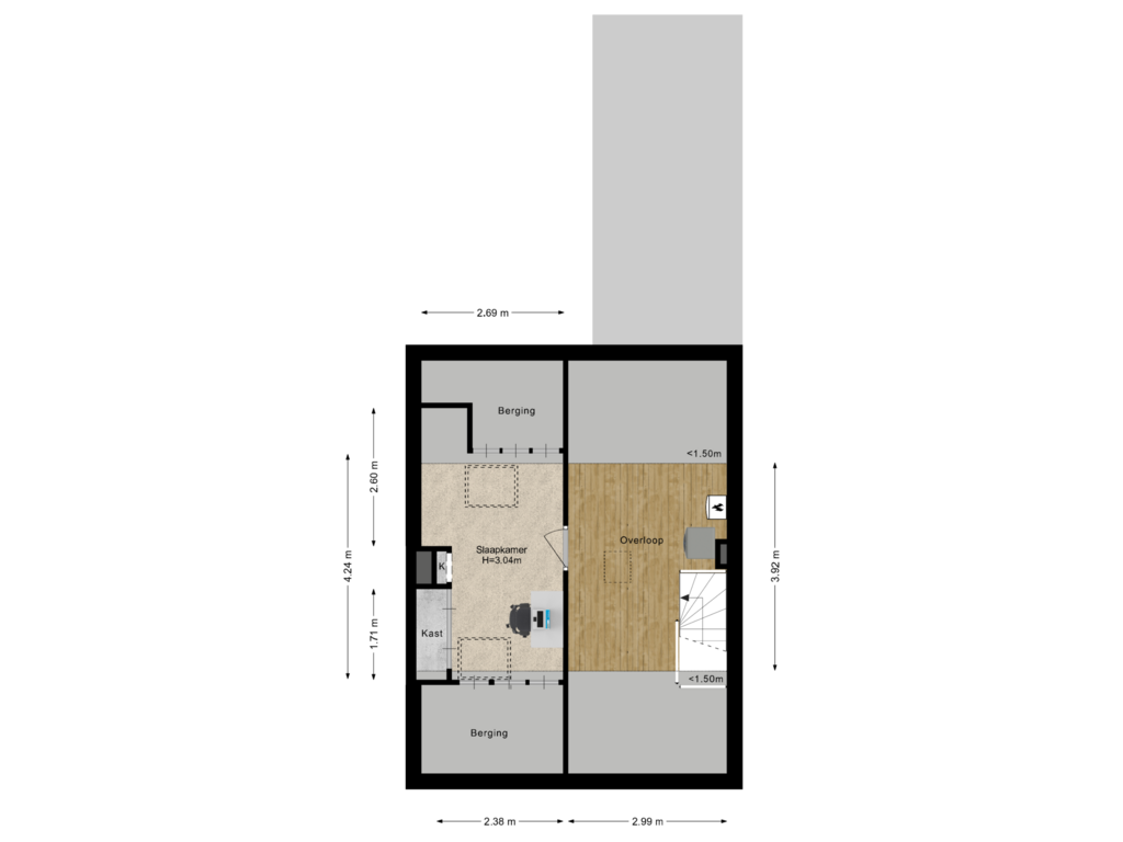 Bekijk plattegrond van Tweede verdieping van Rozenstraat 3