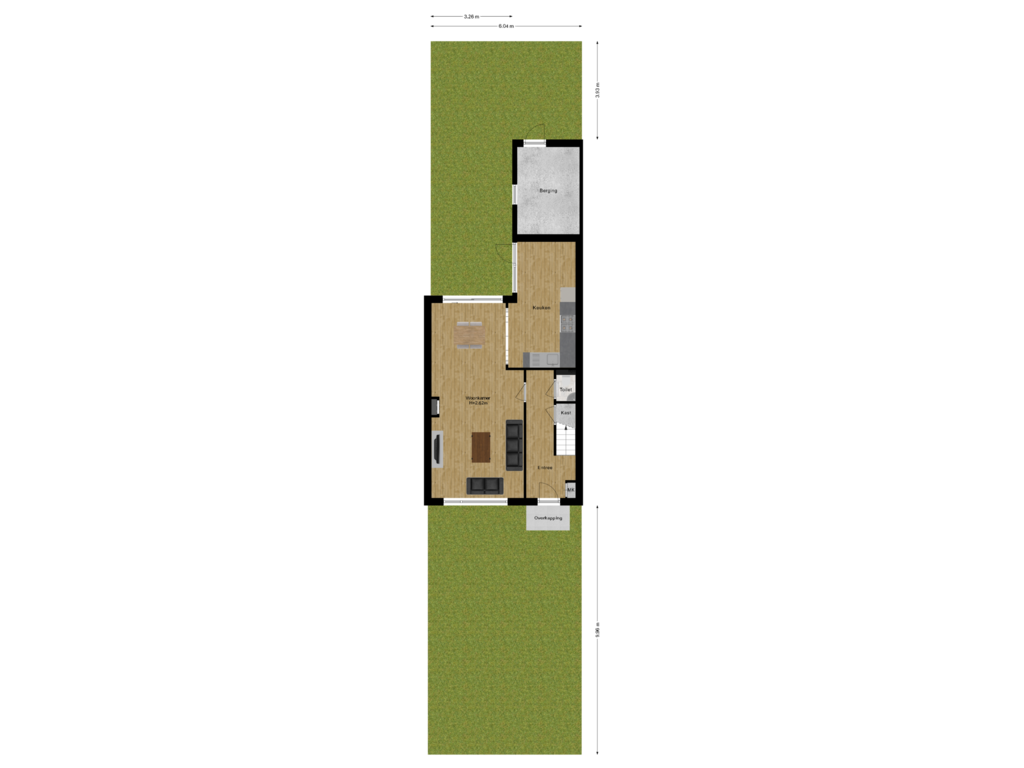 Bekijk plattegrond van Situatie van Rozenstraat 3