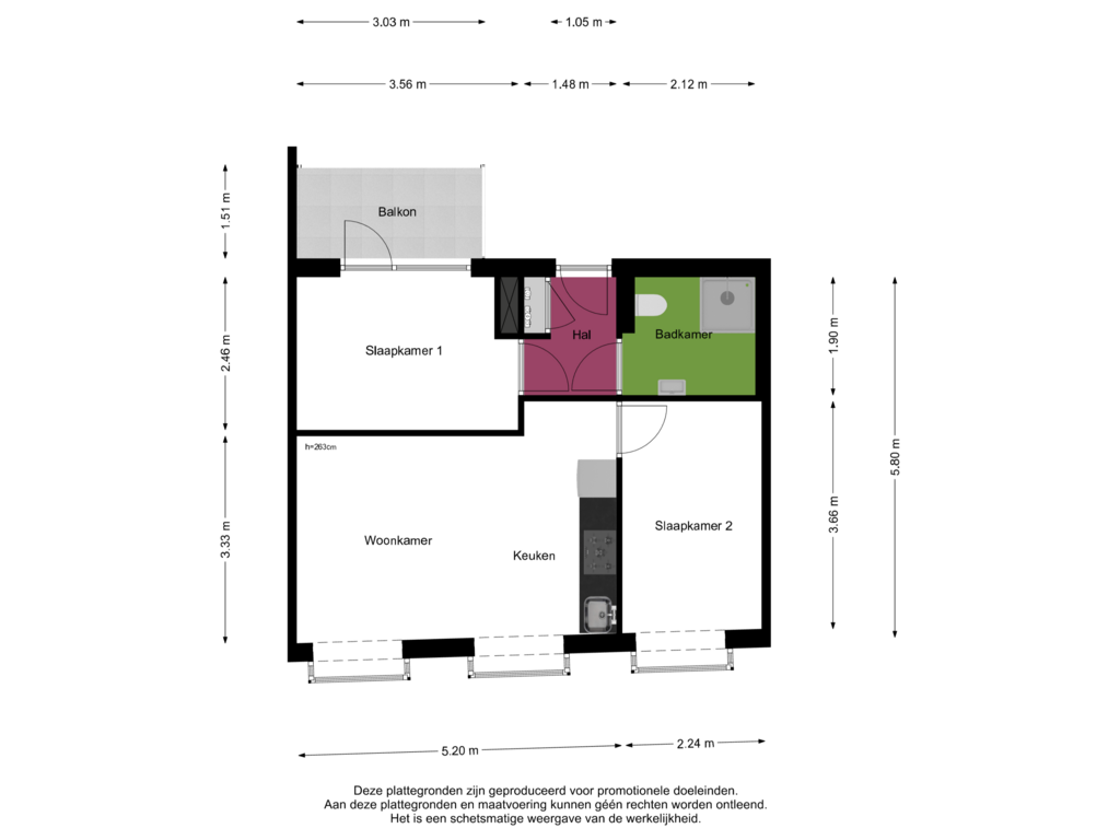 Bekijk plattegrond van Appartement van Hoogstraat 64-A