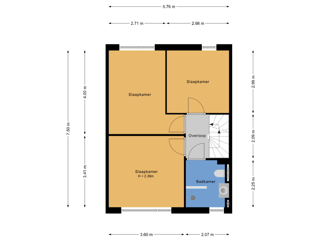 Bekijk plattegrond van 1e verdieping van Gildestraat 38