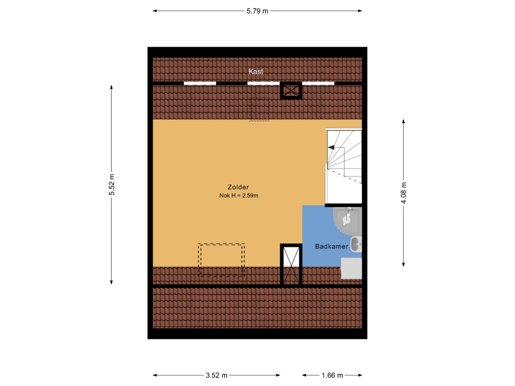 Bekijk plattegrond van 2e verdieping van Gildestraat 38