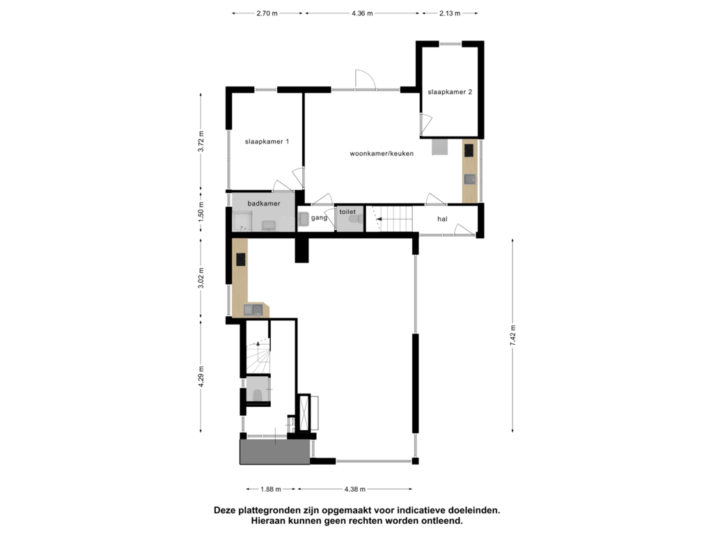 View floorplan of Begane grond of Rijnsburgerweg 72