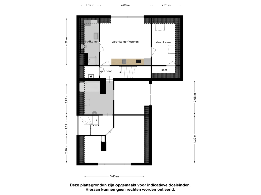 View floorplan of 1e verdieping of Rijnsburgerweg 72