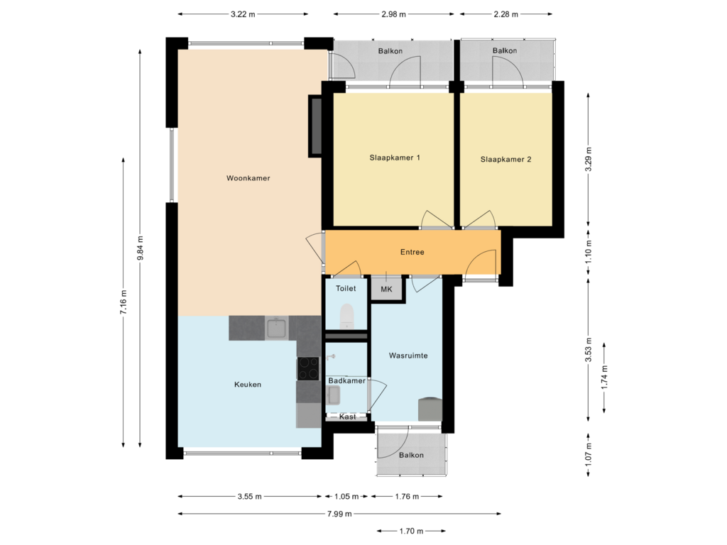 Bekijk plattegrond van Appartement van Marconistraat 30