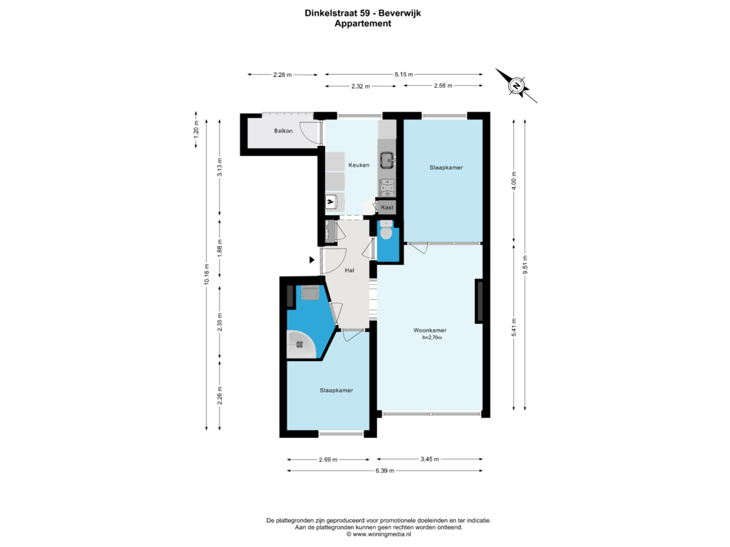 Bekijk plattegrond van Appartement van Dinkelstraat 59