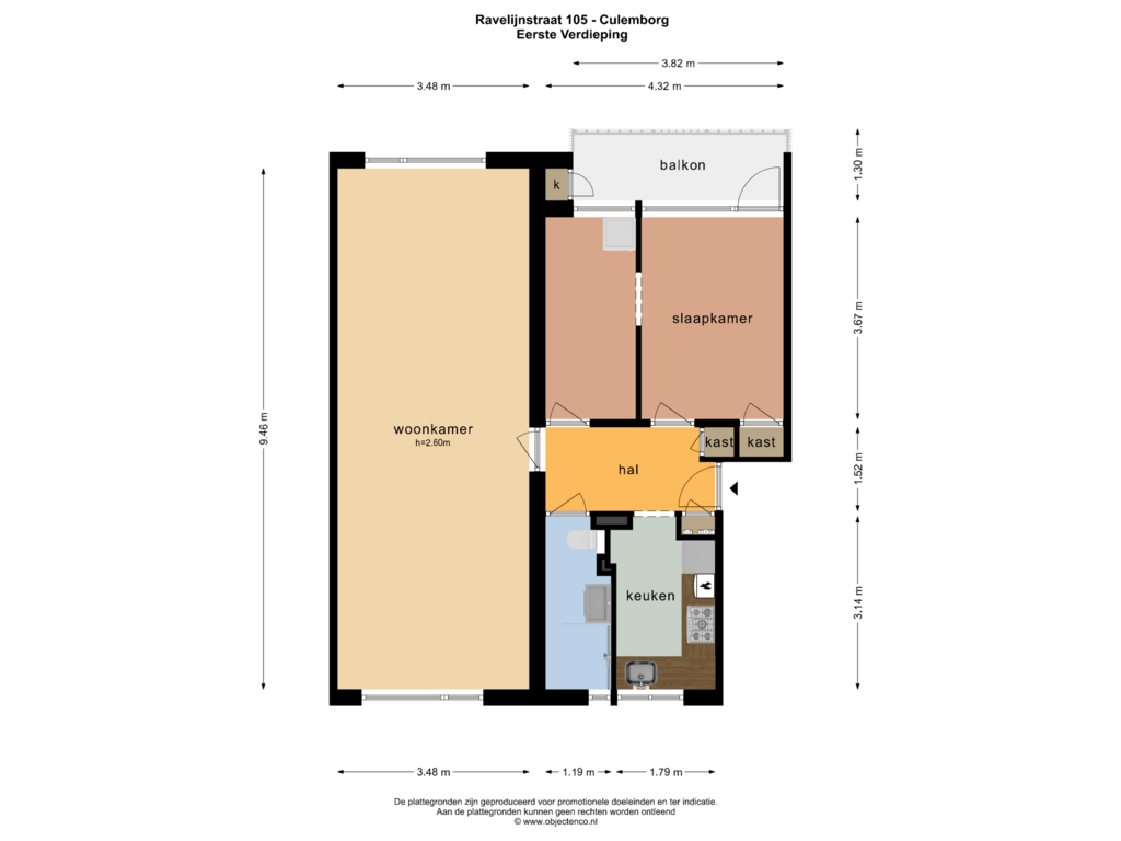 View floorplan of Eerste Verdieping of Ravelijnstraat 105