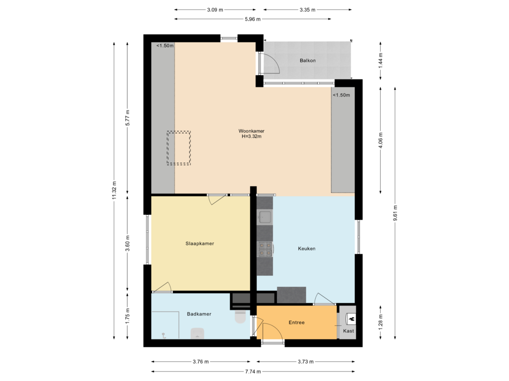 Bekijk plattegrond van Appartement van Morssingel 117