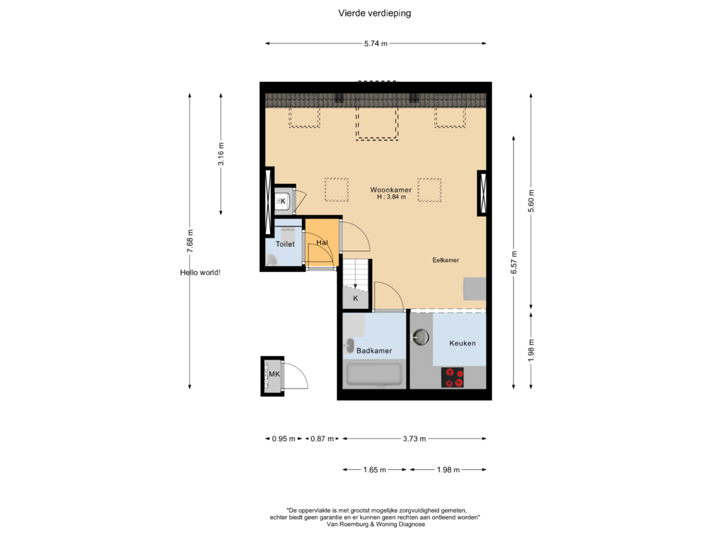 View floorplan of Vierde verdieping of Alexanderplein 7-C