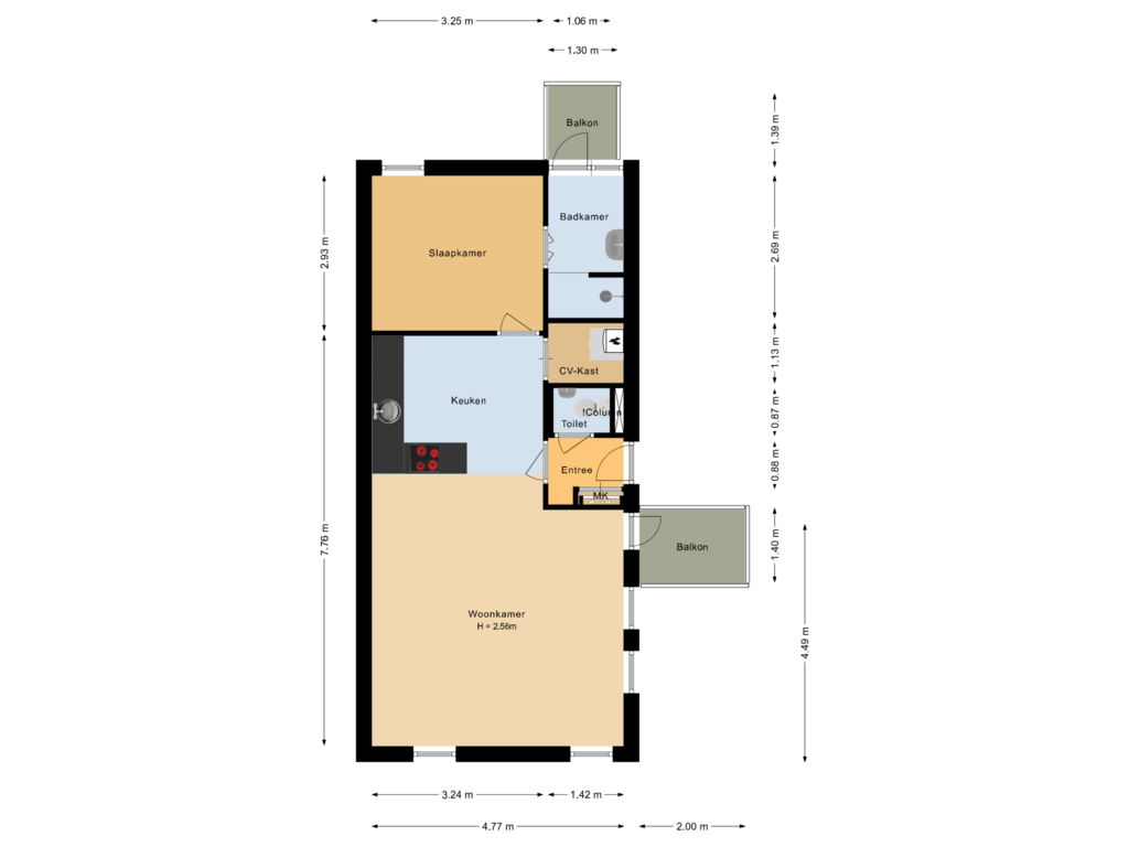 Bekijk plattegrond van Eerste verdieping van Hoefstraat 271-02